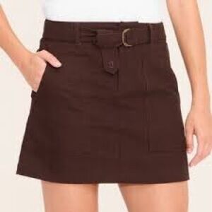 Woolrich Women's Belted Mini A-Line Skirt Brown L